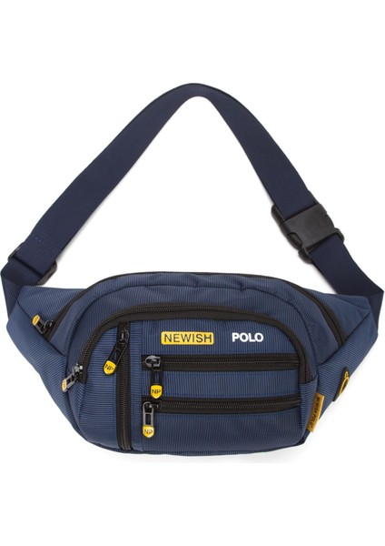 Erkek Gri USB Kulaklık Çıkışlı Crossbody Çapraz Göğüs Omuz ve Bel Çantası NEWPOLO328