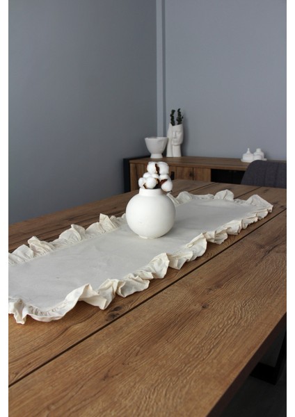 Fırfırlı Keten Masa Runner 40X110 cm 5001-FIRFIR