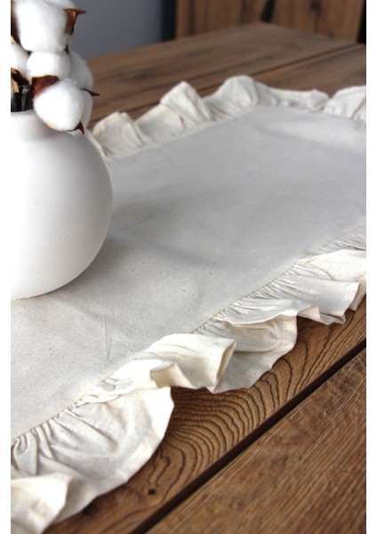 Fırfırlı Keten Masa Runner 40X110 cm 5001-FIRFIR modelleri