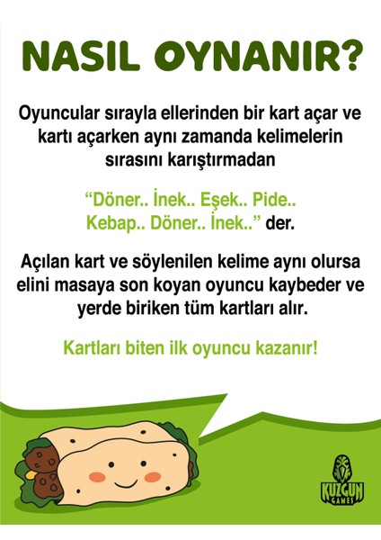 Döner Inek Eşek Pide Kebap Kart Oyunu