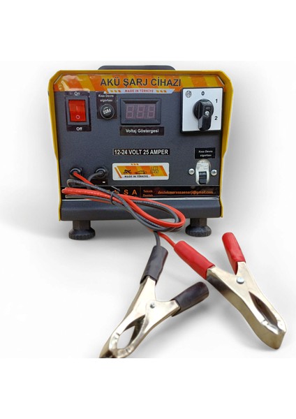 12/24 Volt 25 Amper Akü Şarj Cihazı(İKİ AKÜLÜK)