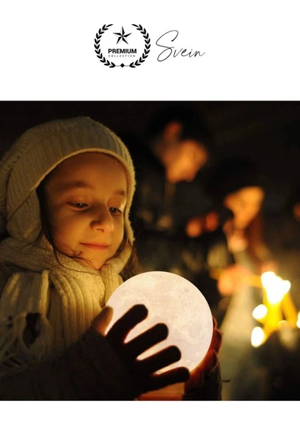 Dolunay 3D Ay Işıklı Standlı Pilli Dekoratif Gece Lambası Hediyelik Küre LED 15 cm Loş Dekor fırsatları