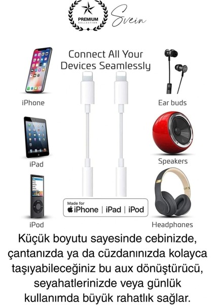 Iphone 15-14-13-12-11-X-7-8 Lightning Uyumlu Kablolu Kulaklık Çevirici Tak Çalıştır Aux Dönüştürücü fırsatları