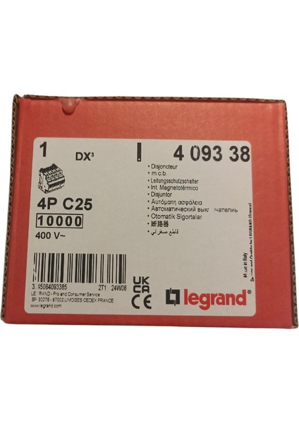 4 Kutup 400 V C Tipi 25A Dx3 Otomatik Sigorta 10 Ka - 4 093 38