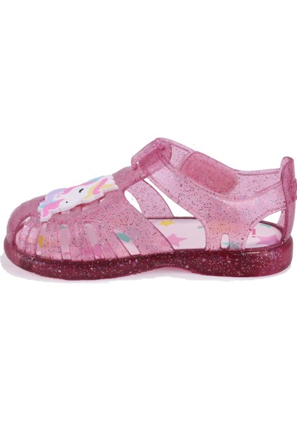 S10341 Tobby Unicornio Fuşya Şeffaf Ortopedik Günlük Kız Çocuk Sandalet modelleri