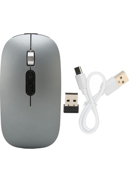 Bluetooth Fare Sessiz Tip C Şarjlı 2.4g Kablosuz Fare Renkli Işıklı Macbook Için Windows Pc Için Telefon Için Koyu Gri (Yurt Dışından)