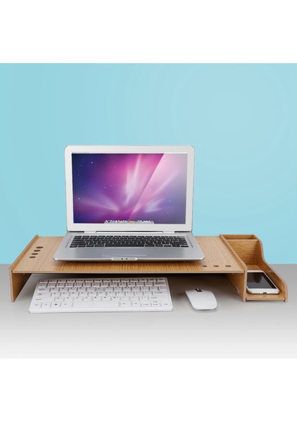 Kendin Yap Ofis Masaüstü Monitör Yükseltici Depolama Kutusu Ahşap Raf Pc Dizüstü Bilgisayar Standı Düzenleyici (Kiraz Ağacı) (Yurt Dışından)
