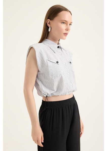 Kısa Çizgili Kumaş Gömlek modelleri