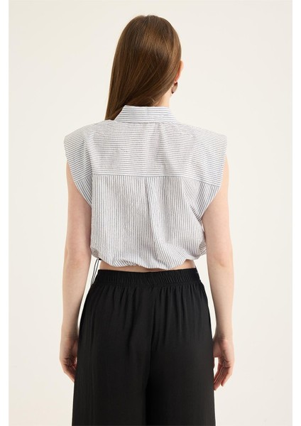 Kısa Çizgili Kumaş Gömlek indirimleri