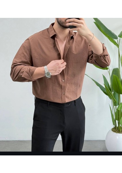 Erkek Yeni Sezon Trend Louıs Kumaş Terletme Yapmayan Vücuda Yapışmayan Oversize Gömlek