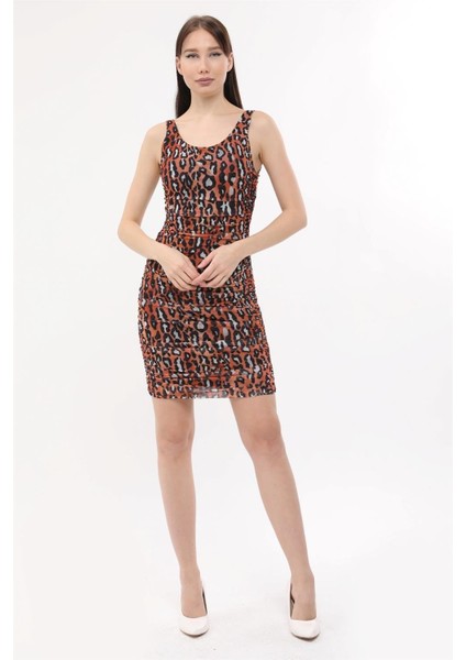 Leopar Desenli Elbise
