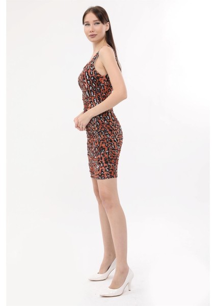 Leopar Desenli Elbise