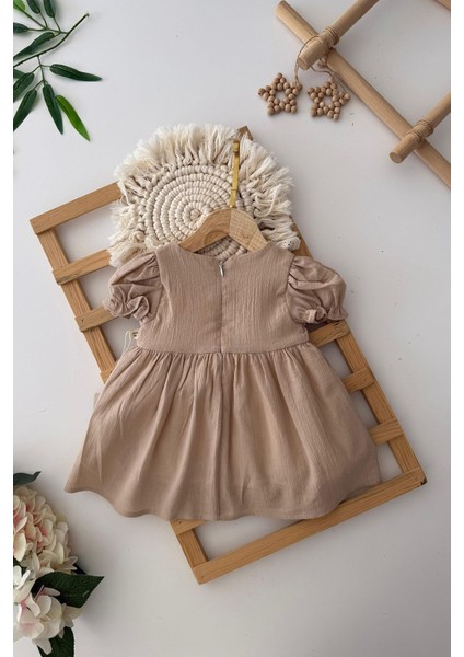 Fisto Detaylı Vintage Pamuklu Kız bebe elbise - Vizon fiyatları