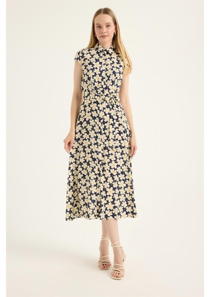 Menekşe Desenli Elbise