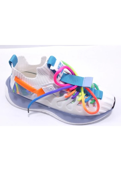 Kadın Renkli Bağcıklı Tpu Taban Sneakers Ayakkabı ( Kalıbı 1 Numara Küçüktür ) 25Y433-1