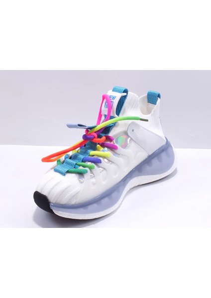 Kadın Renkli Bağcıklı Tpu Taban Sneakers Ayakkabı ( Kalıbı 1 Numara Küçüktür ) 25Y433-1