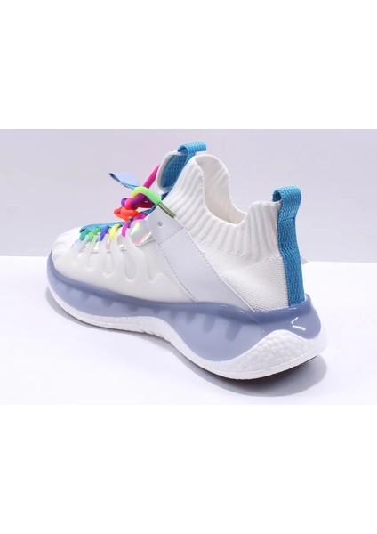 Kadın Renkli Bağcıklı Tpu Taban Sneakers Ayakkabı ( Kalıbı 1 Numara Küçüktür ) 25Y433-1