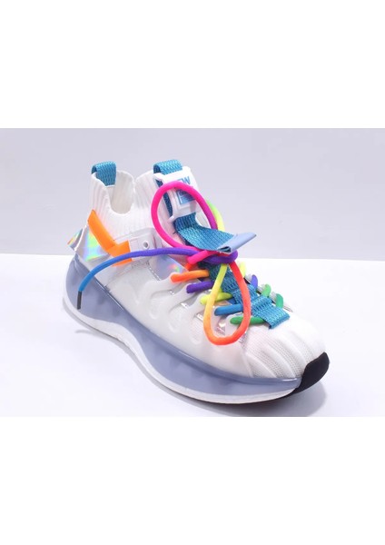 Kadın Renkli Bağcıklı Tpu Taban Sneakers Ayakkabı ( Kalıbı 1 Numara Küçüktür ) 25Y433-1