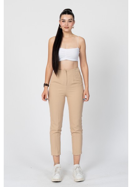 Zr Model Pens Detaylı Yüksek Bel Kumaş Pantolon 30062