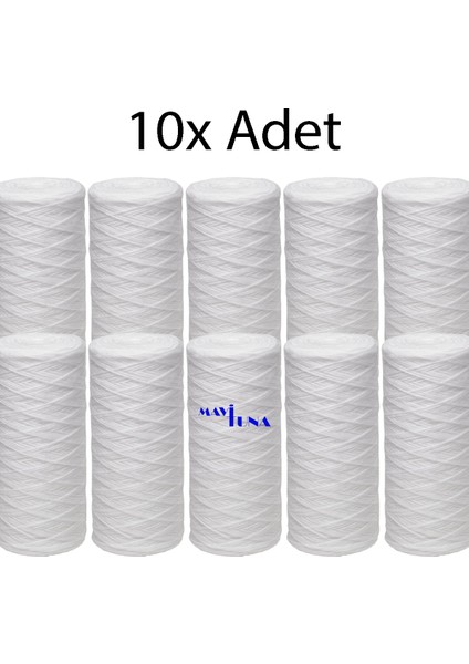 10 Adet 5" Inç 25 Mikron Tortu Polipropilen Ip Sargılı Iplik Su Arıtma Filtre Kartuşu