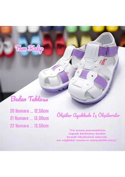 Ortopedik İlk Adım Kız Bebek Sandaleti KİAGCM2406 Beyaz Lila 21