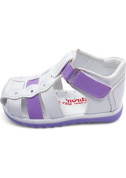 Ortopedik İlk Adım Kız Bebek Sandaleti KİAGCM2406 Beyaz Lila 21
