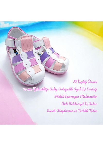 Ortopedik İlk Adım Kız Bebek Sandaleti KİAGCM2406 Beyaz Pudra 20