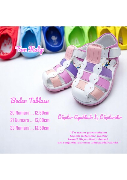 Ortopedik İlk Adım Kız Bebek Sandaleti KİAGCM2406 Beyaz Pudra 20