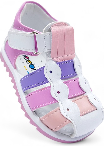 Ortopedik İlk Adım Kız Bebek Sandaleti KİAGCM2406 Beyaz Pudra 20