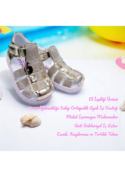 Ortopedik İlk Adım Kız Bebek Sandaleti KİAGCM2406 Gold 21