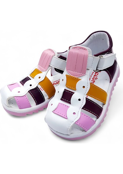 Ortopedik İlk Adım Kız Bebek Sandaleti KİAGCM2406 Beyaz Bordo Pembe 20