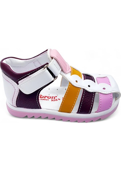 Ortopedik İlk Adım Kız Bebek Sandaleti KİAGCM2406 Beyaz Bordo Pembe 20