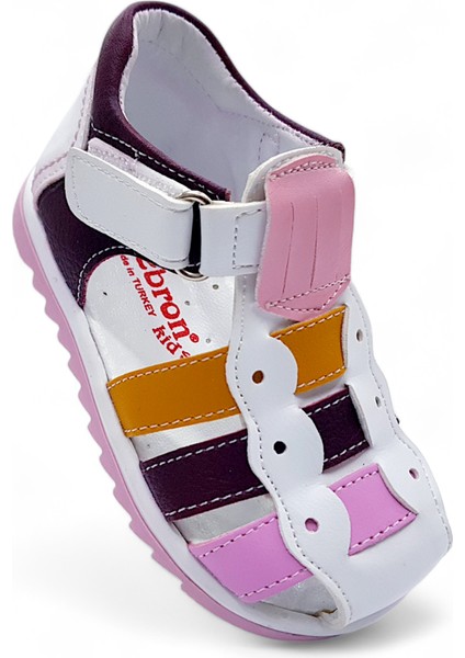 Ortopedik İlk Adım Kız Bebek Sandaleti KİAGCM2406 Beyaz Bordo Pembe 20