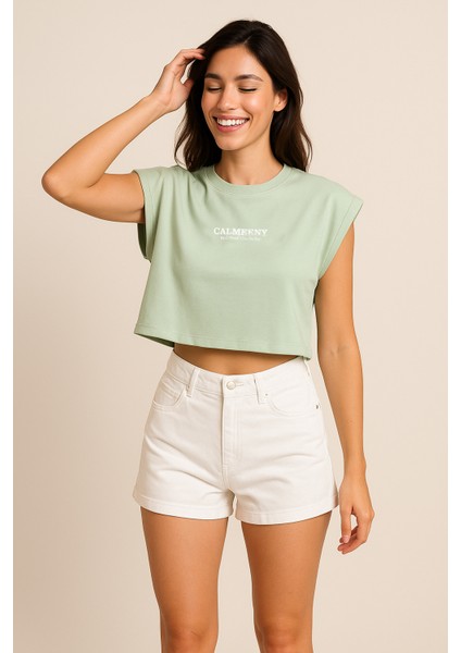 Kadın Oversize Kolsuz Biyeli Crop Tişört – %100 PAMUK fiyatları
