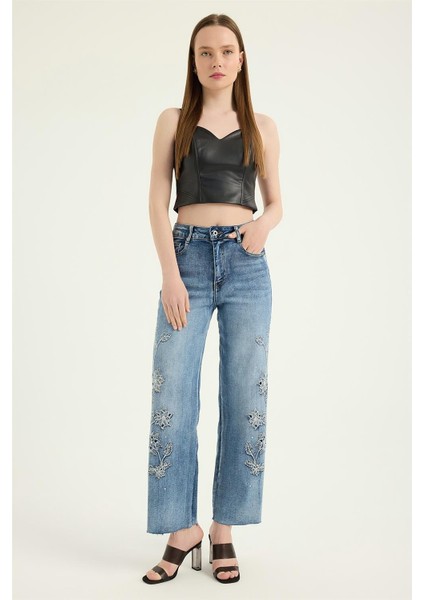 Taşlı Jean Pantolon