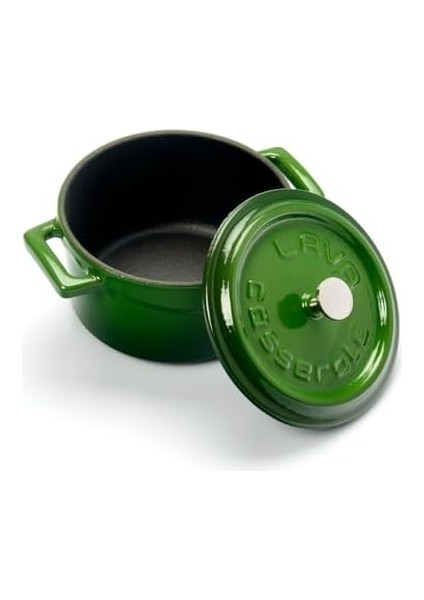 Metal Döküm Mini Tencere, 10 Cm, 0.35 L Hacim, Yeşil