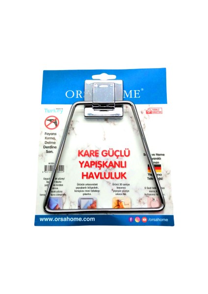 Yapışkanlı Kare Askılı Üçgen - Metal Havluluk Askı