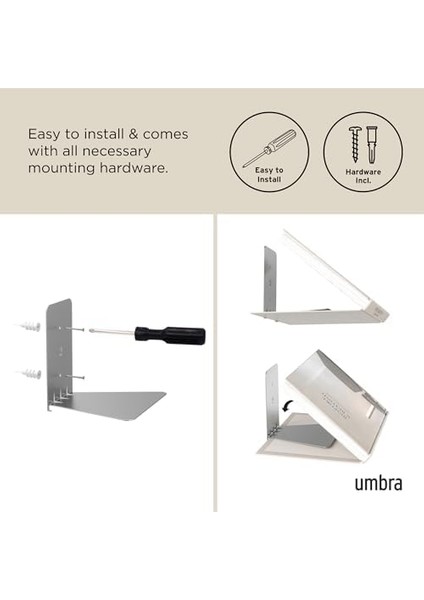 Conceal Görünmez Kitaplık ve Duvar Rafı, Metal, 3'lü Set, Küçük