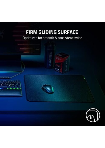 Strider L - Yumuşak Kaydırmalar Için Yumuşak Alt ve Üst Kısma Sahip Hibrit Fare Altlığı (Optik Fare Sensörleri Için Optimize Edilmiştir, Kaymaz) Siyah
