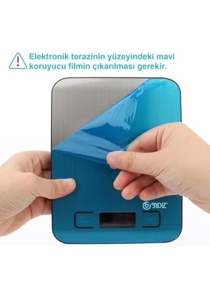 BY-005 Dijital Mutfak Terazisi - Paslanmaz Çelik Yüzeyli Hassas Mutfak Tartısı - Dara Işlevi, LED Ekran, 5 Birim Dönüştürme ve Otomatik Kapanma Özellikli - 10 kg Tartı Kapasitesi