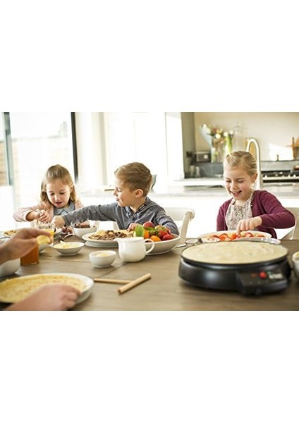 Hobbs Fiesta Krep Makinesi, 30 cm Çap, Yapışmaz Plaka, Oklava ve Krep Spatulası Dahil, 1000 Watt, 20920-56