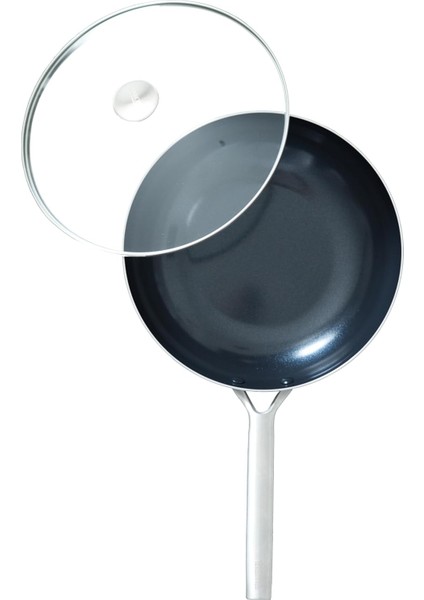 Van Kempen & Begeer 28 cm Wok Fırına Girebilen Seramik Kaplama Cam Kapaklı Çelik