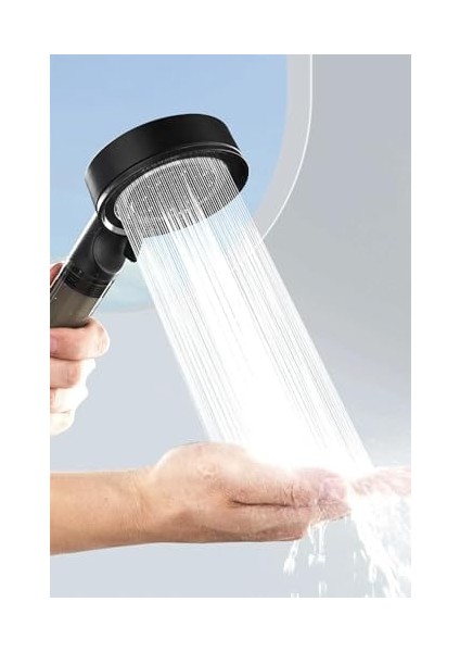 Turbo Filtreli Duş Başlığı, Yüksek Basınçlı Filtreli El Duşu, 5 Fonksiyonlu Filtreli Duş Başlığı, Filtreli El Duşu (Black)