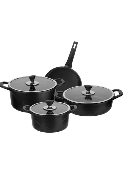 Home Aryıldız Parma Cast Alu Tencere Set Black 7 Parça