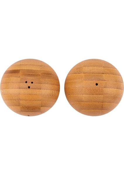Bambu Top Tuzluk ve Biberlik 2'li Set, Küre Şeklinde Bambudan Ahşap Tuzluk Biberlik Seti Ikili - Şirin Mutfak Dekorasyonu, Açık Kahverengi Evde Restaurantta Lokantada Dayanıklı Şık Kullanım