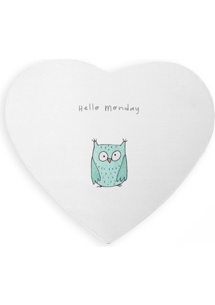 Sendromsuz Pazartesi Hediyesi Minimal Baykuş Tasarımlı Kalp Mouse Pad - Fare Altlığı