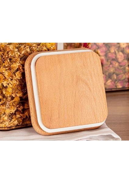Coco Kaviera 1000ML Ahşap Kapaklı Saklama Kabı 2'li