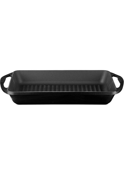 Metal Dikdörtgen Metal Kulplu Izgara Döküm Tava, 22X32, Siyah