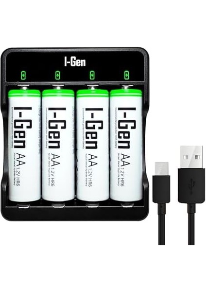 G427 4'lü Pil Şarj Aleti + 4 Adet Aa 2700 Mah Kalem Pilli Set 1.2V Ni-Mh