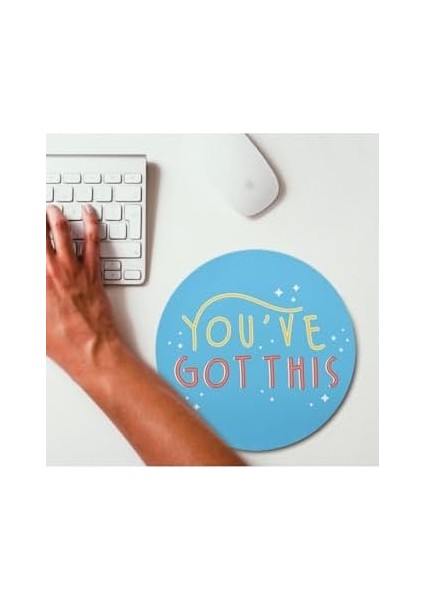 Motto Tasarımlı Yuvarlak Mouse Pad - Mousepad - Mouse Pad - Fare Altlığı